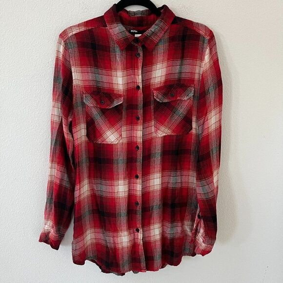 Urban Outfitters BDG Red Plaid Flannel Shirt Size Medium - Picture 1 of 11